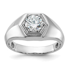 14k WG IBGoodman Men's Polished/Beaded Complete Lab Grown Diamond Hexagon R