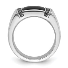 IB Goodman 14k White Gold Mens Rectangle Onyx and 1/4 carat Black Diamond Complete Ring