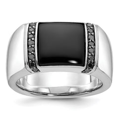 Men's White Gold 1/3ct tw Black Diamond and Onyx Ring Mounting