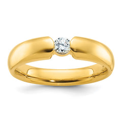 Men's YG Solitaire Wedding Band with Bright Polish Finish Mounting