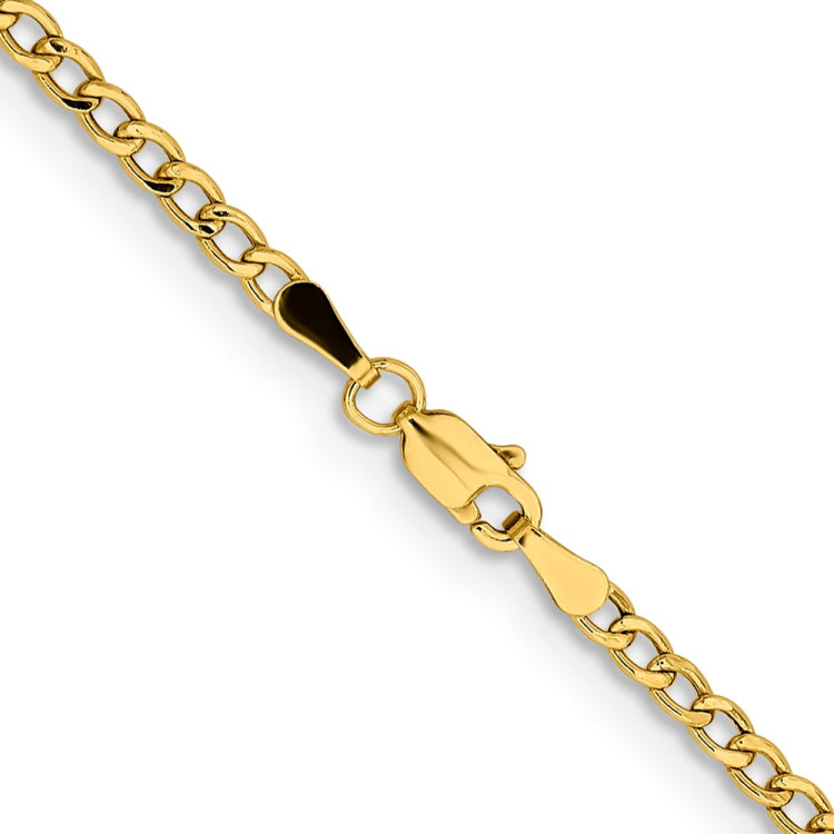 14K 18 inch 2.85mm Semi-Solid Curb with Lobster Clasp Chain