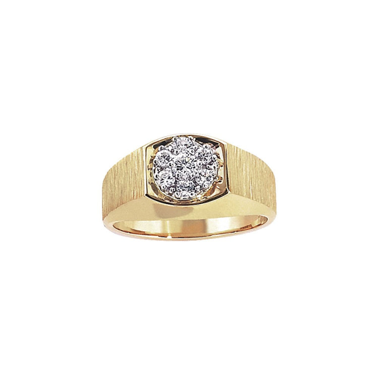 Men's Diamond Cluster Ring with Satin Finish Accent Mounting