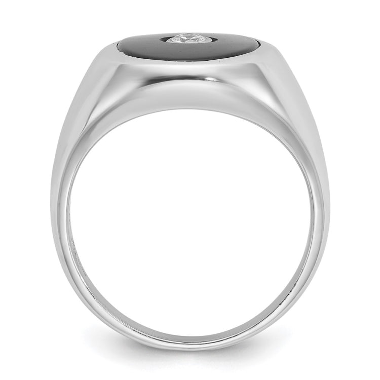 Men's SS Onyx and Diamond Ring with All Bright Finish