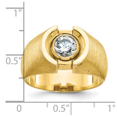 Men's YG Solitaire Ring for 1ct Center with Satin Finish Accent Mounting