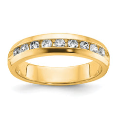 14k Yellow Gold IBGoodman Men's Polished 9-Stone Lab Grown VS/SI+ G+ Dia Ri