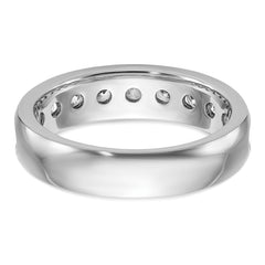 14k White Gold IBGoodman Men's Polished 9-Stone Diamond Ring