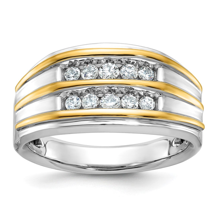 Men's TT Double Row Wedding Band with Bright Finish (comfort-fit) Mounting