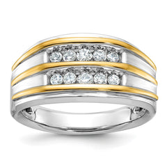 Men's TT Double Row Wedding Band with Bright Finish (comfort-fit) Mounting