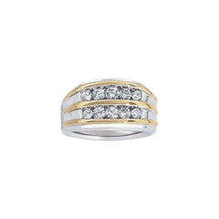 Men's Yellow Gold 1ct tw Diamond Double Row Wedding Band *RAW CASTING*