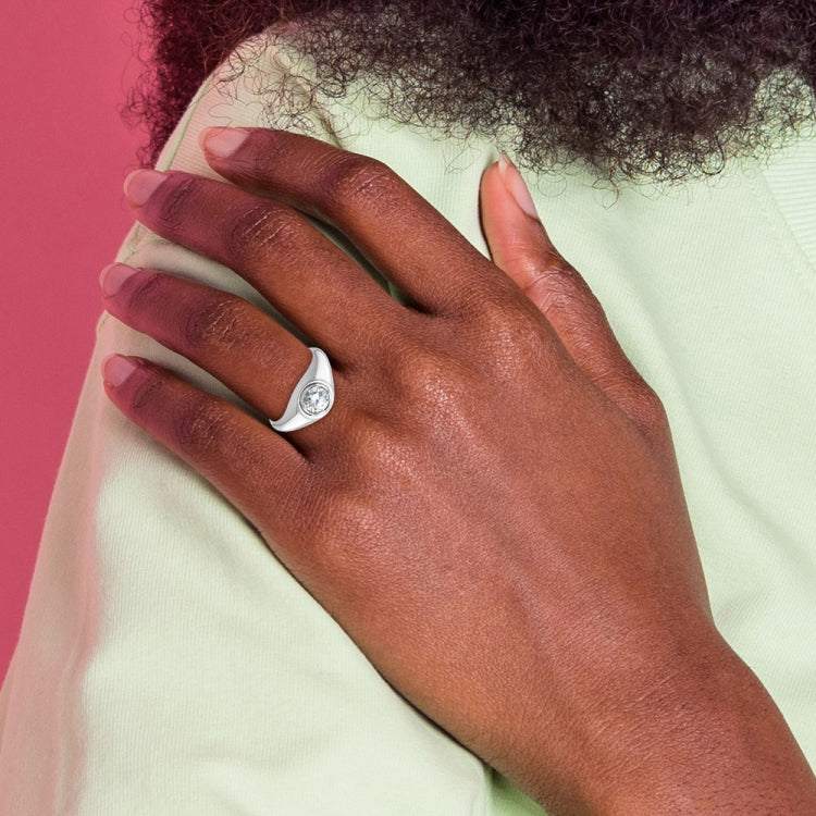 Men's WG Solitaire Ring to hold 1.00ct (6.5mm) round diamond Mounting