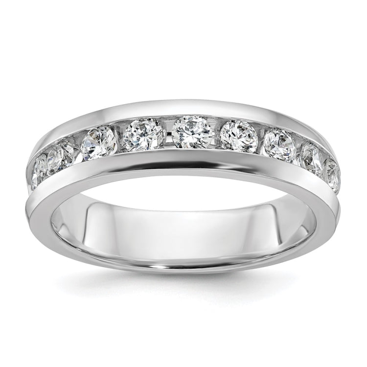 14k White Gold IBGoodman Men's Polished 9-Stone Lab Grown VS/SI+ G+ Dia Rin