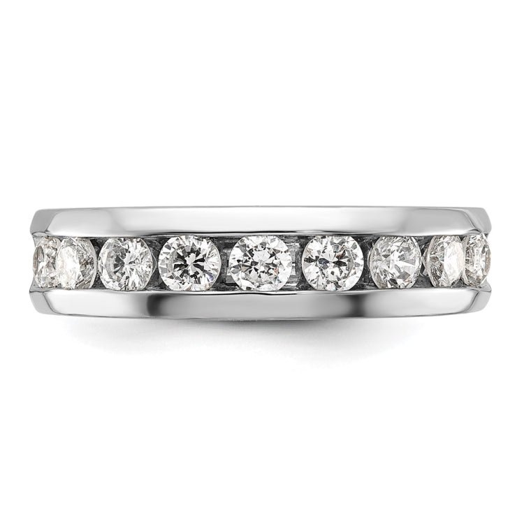 14k White Gold IBGoodman Men's Polished 9-Stone Lab Grown VS/SI+ G+ Dia Rin