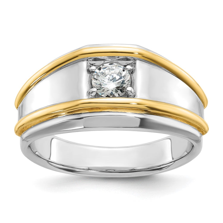 14k Two-tone IBGoodman Men's Polished Solitaire Ring Mounting