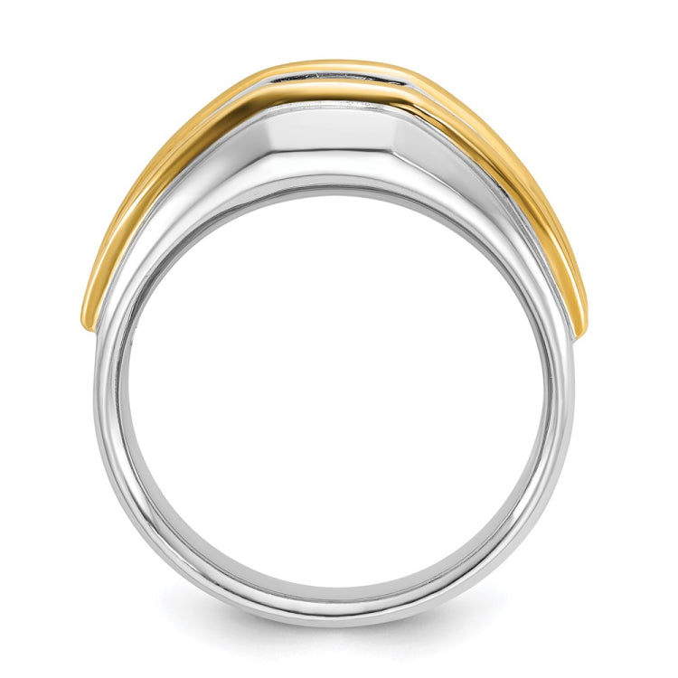 14k Two-tone IBGoodman Men's Polished Solitaire Ring Mounting