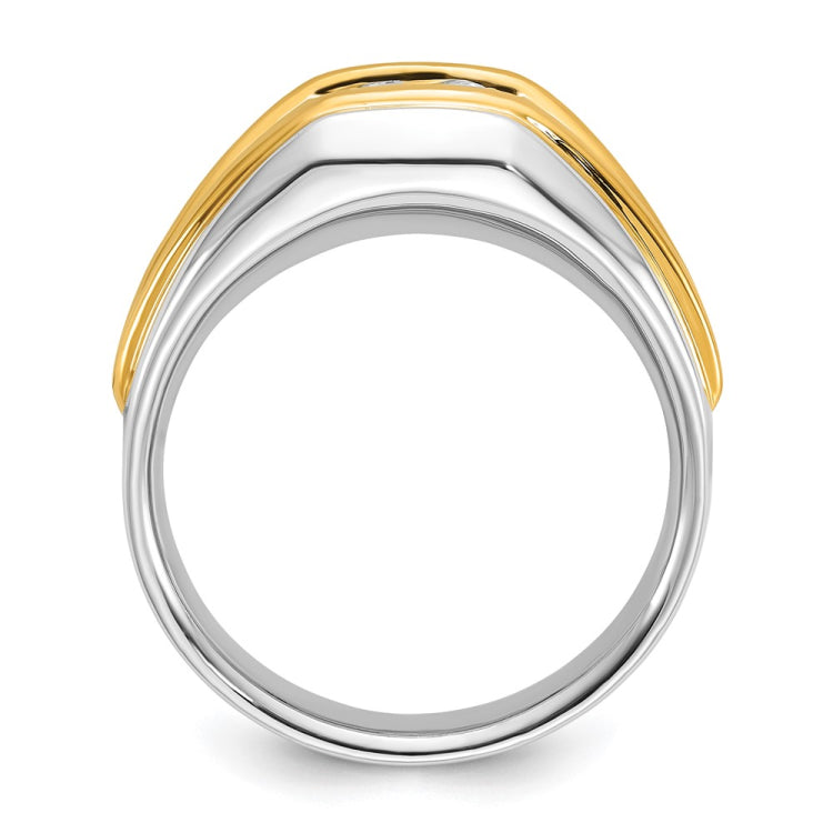 14k Two-tone IBGoodman Men's Polished Solitaire Ring Mounting