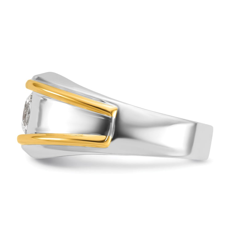 IBGoodman 14k Two-tone Men's Polished 1 Carat AA Quality Diamond Solitaire Ring