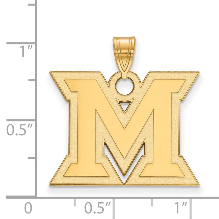 10k Gold LogoArt Miami University Ohio Letter M Large Pendant