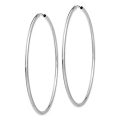 14k White Gold 2x65mm Polished Round Endless Tube Hoop Earrings