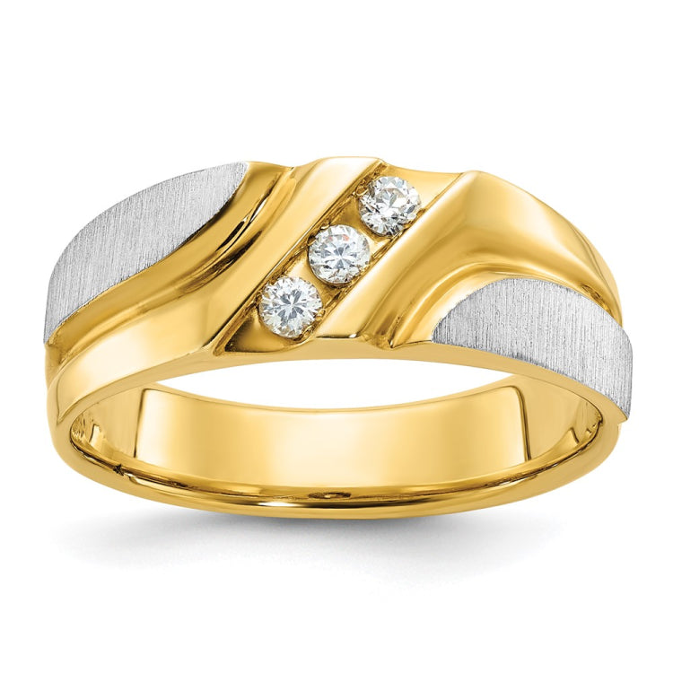 Men's Two-tone .15ct tw Diamond Wedding Band with Satin Finish Mounting
