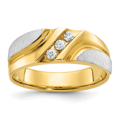 Men's Two-tone .15ct tw Diamond Wedding Band with Satin Finish Mounting