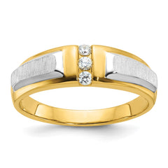 Men's Two-tone .12ct tw Diamond Wedding Band with Satin Finish Mounting