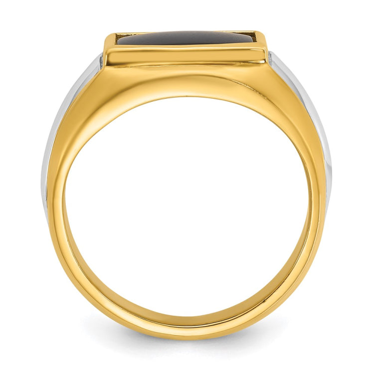 Men's Two-tone Onyx Ring with All Bright Finish Mounting
