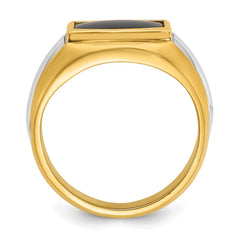 Men's Two-tone Onyx Ring with All Bright Finish Mounting