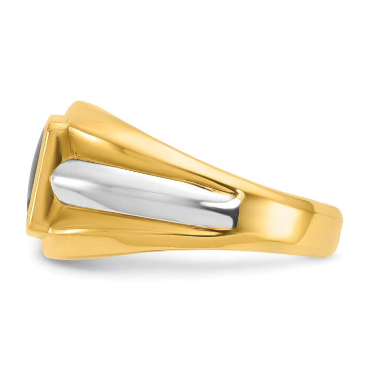 Men's Two-tone Onyx Ring with All Bright Finish Mounting
