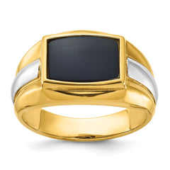 Men's Two-tone Onyx Ring with All Bright Finish Mounting