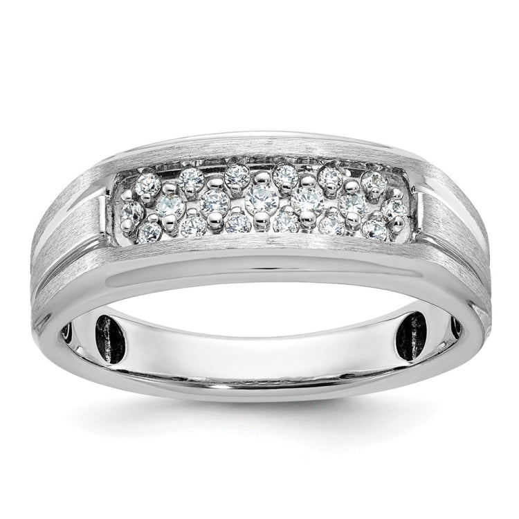 Men's White Gold Wedding Band with Satin Finish Mounting