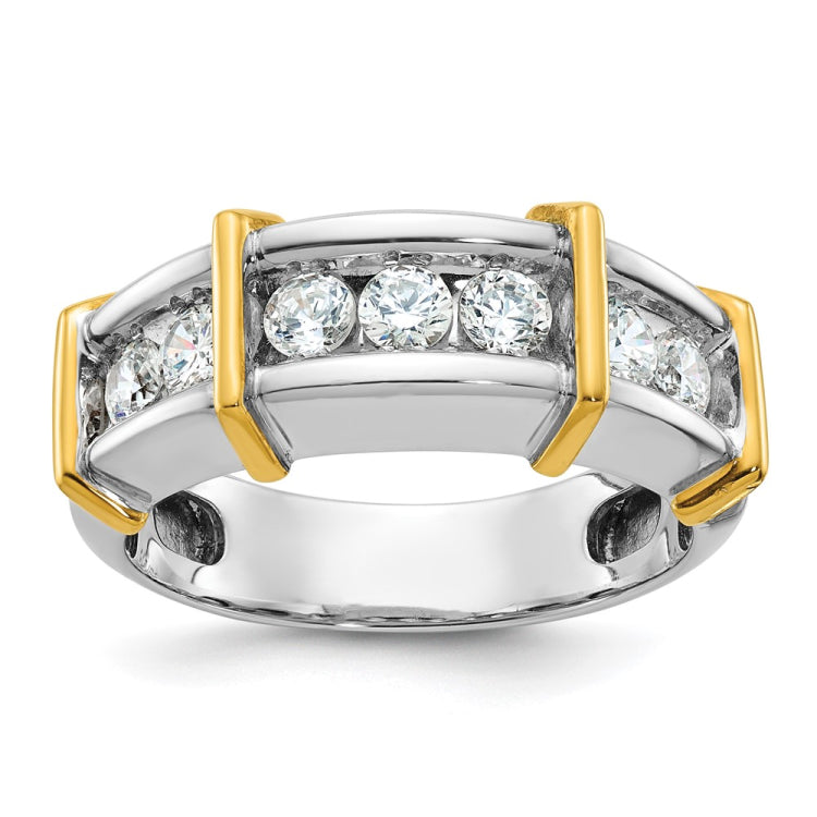 Men's Two-tone Wedding Band with All Bright Finish Mounting
