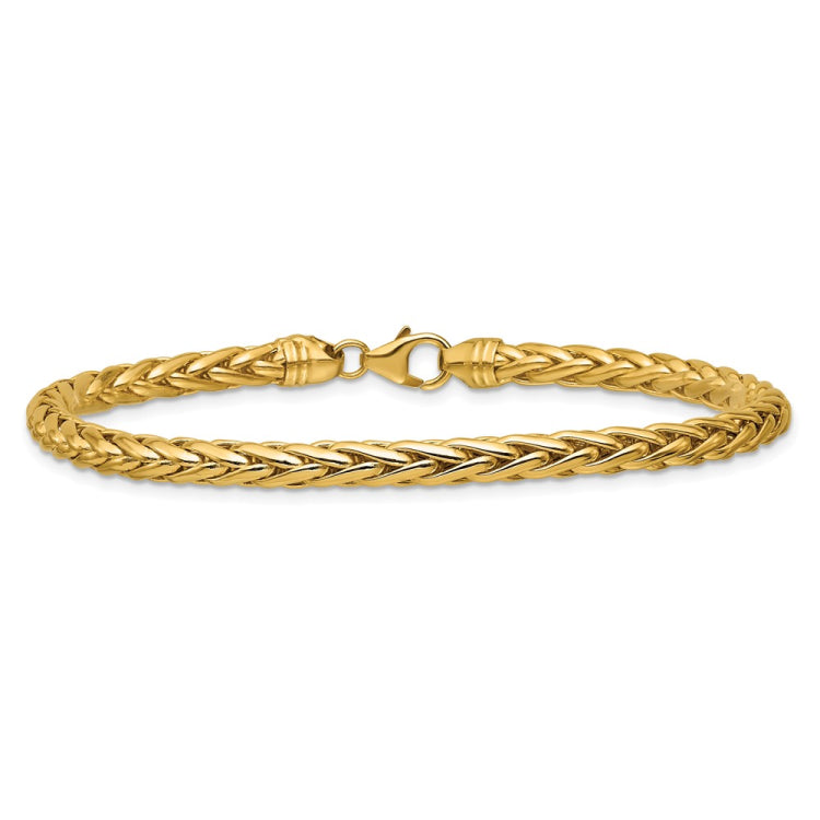 14k Polished 5.00mm Fancy Wheat Chain 8.5 inch Bracelet