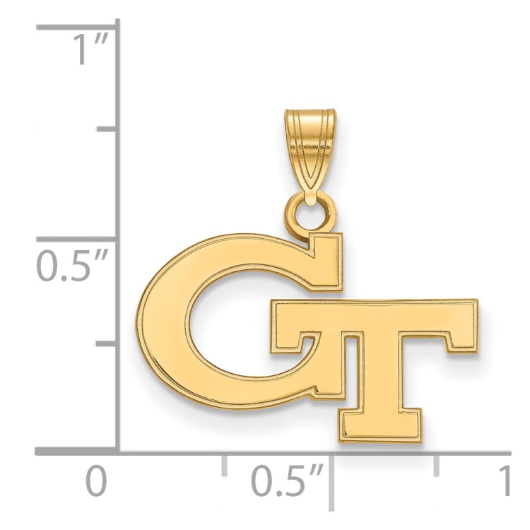 14k Gold LogoArt Georgia Institute of Technology G-T Small Pendant