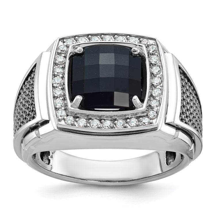 Men's Ring with Black Rhodium Accent Mounting