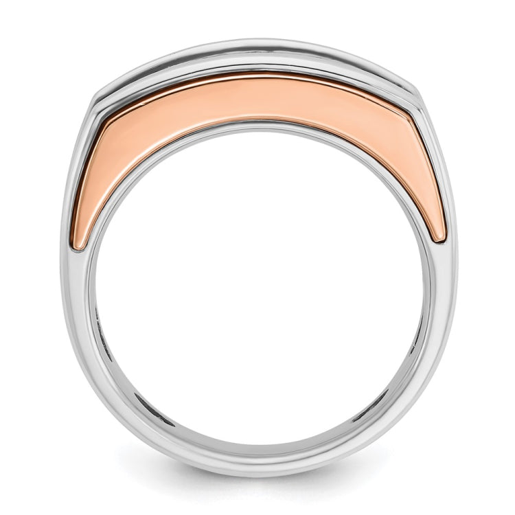 IBGoodman 14k White and Rose Gold Men's Polished and Cut-Out 5-Stone 1 Carat BB Quality Diamond Ring