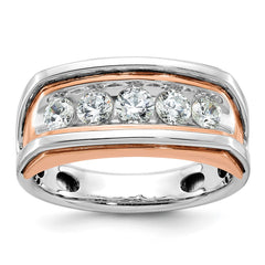 Men's White/Rose Gold Wedding Band with All Bright Finish Mounting