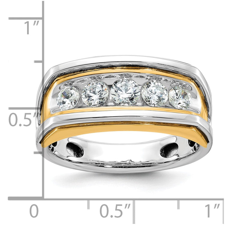 IBGoodman 14k Two-tone Men's Polished and Cut-Out 5-Stone Ring Mounting