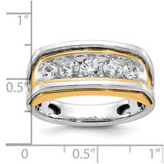 IBGoodman 14k Two-tone Men's Polished and Cut-Out 5-Stone Ring Mounting