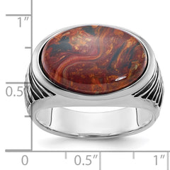 Men's White Gold Pietersite Ring with Black Oxidized Finish Mounting