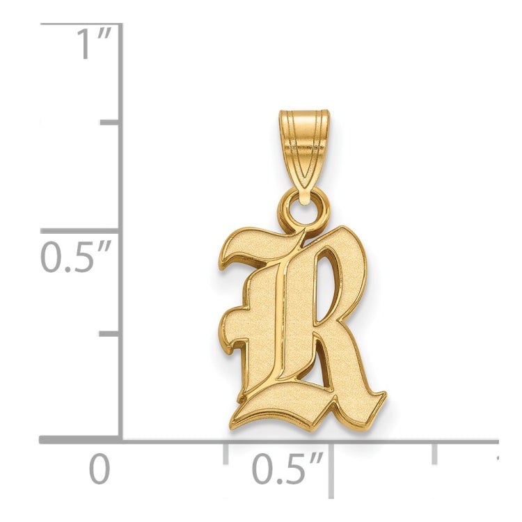 14k Gold LogoArt Rice University Letter R Small Pendant