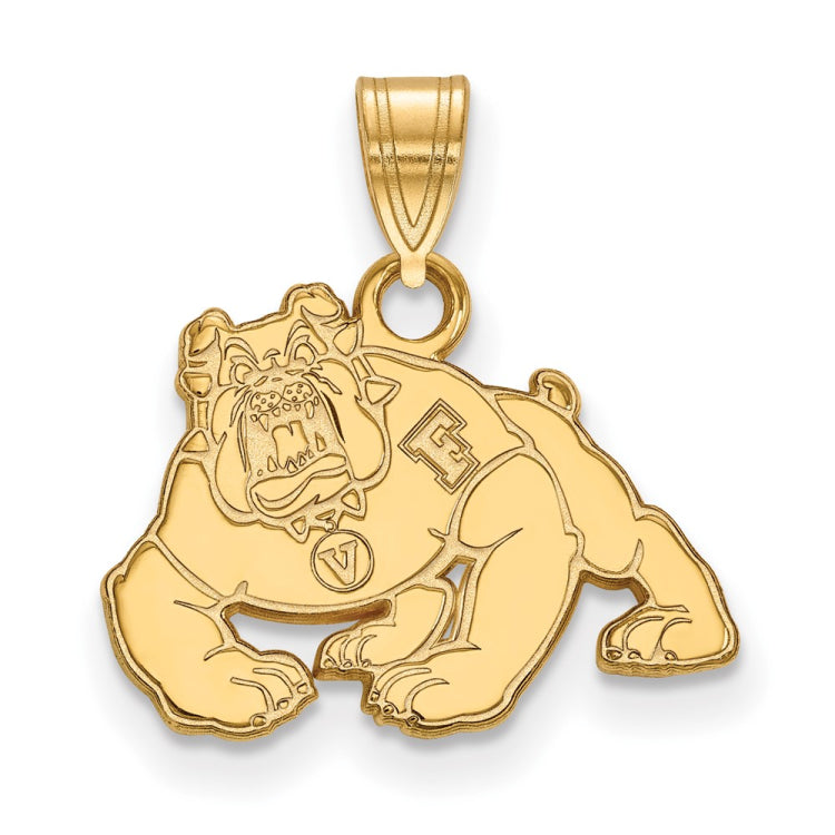 14k Gold LogoArt California State University Fresno Bulldog Small Pendant