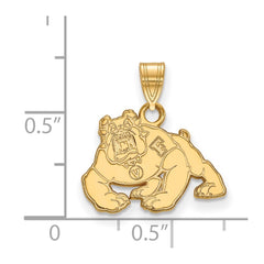 14k Gold LogoArt California State University Fresno Bulldog Small Pendant