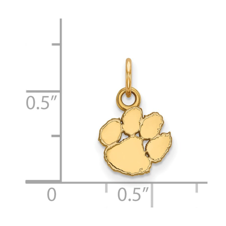 14k Gold LogoArt Clemson University Tiger Paw Extra Small Pendant