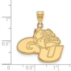 14k Gold LogoArt Gonzaga University G-U Bulldog Large Pendant