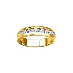 14ky IBGoodman Men's Polished 9-Stone Lab Grown VS/SI+ G+ Dia Ring