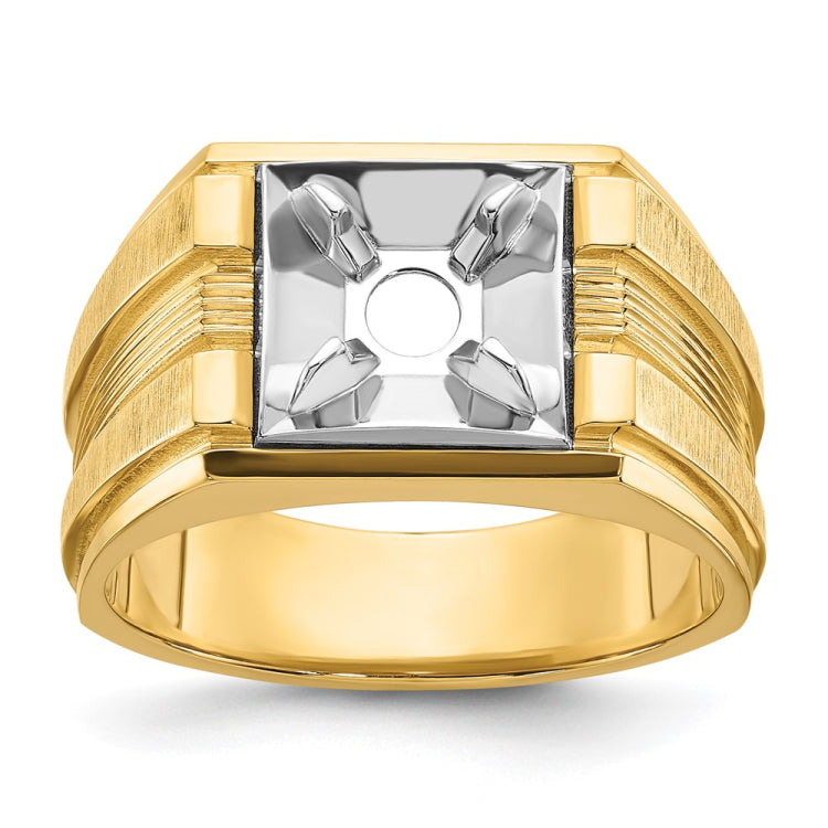 10K Men's Yellow Gold Solitaire Mounting with Black Rhodium Accent