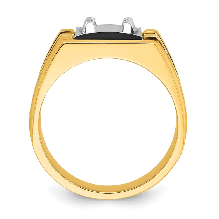 10K Men's Yellow Gold Solitaire Mounting with Black Rhodium Accent