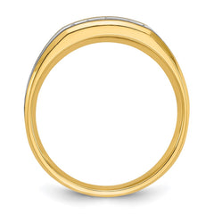 IBGoodman 14k Two-tone with Black Rhodium Men's Polished Satin and Grooved 5-Stone 1/4 Carat BB Quality Diamond Ring