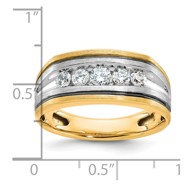 Men's YG/WG Band with black rhodium accent and soft satin finish Mounting