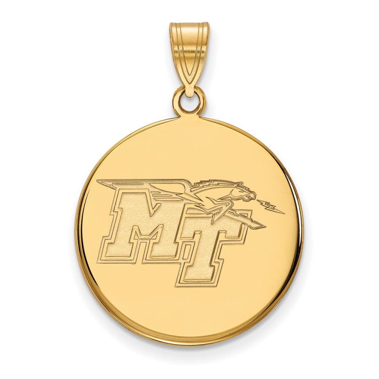 14k Gold LogoArt Middle Tennessee State University M-T Large Disc Pendant